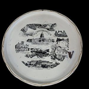 Vintage West Virginia Tin Souvenir State Tray Plate Decor 13”